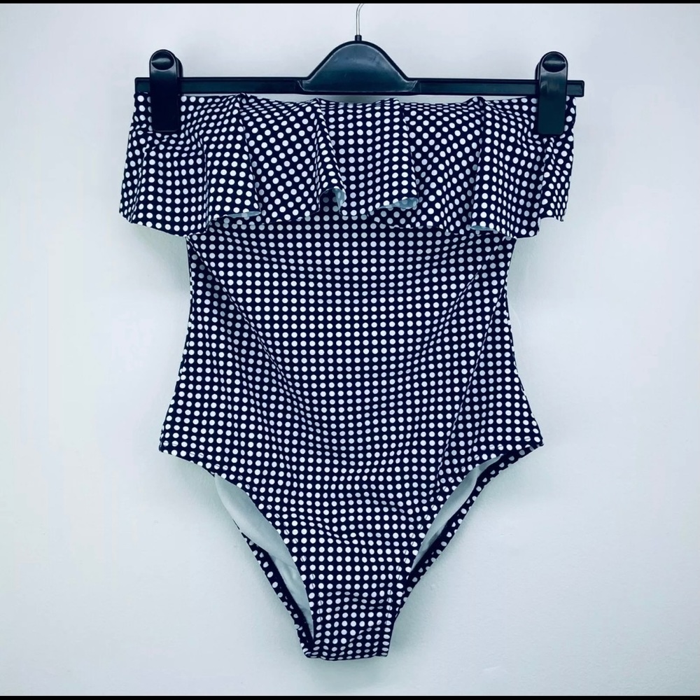 Kona Sol one-piece swimsuit Navy/Polka Dots XL NWT